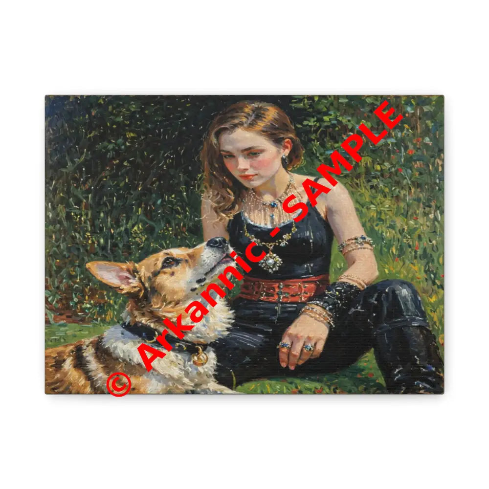 Elegance in the Garden: Companion’s Gaze Timeless RealismCanvas 12’’ x 9’’ (Horizontal) / 1.25’’ Canvas