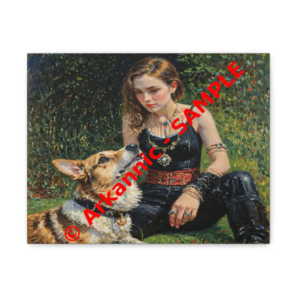 Elegance in the Garden: Companion’s Gaze Timeless RealismCanvas 14″ x 11″ (Horizontal) / 1.25’’ Canvas