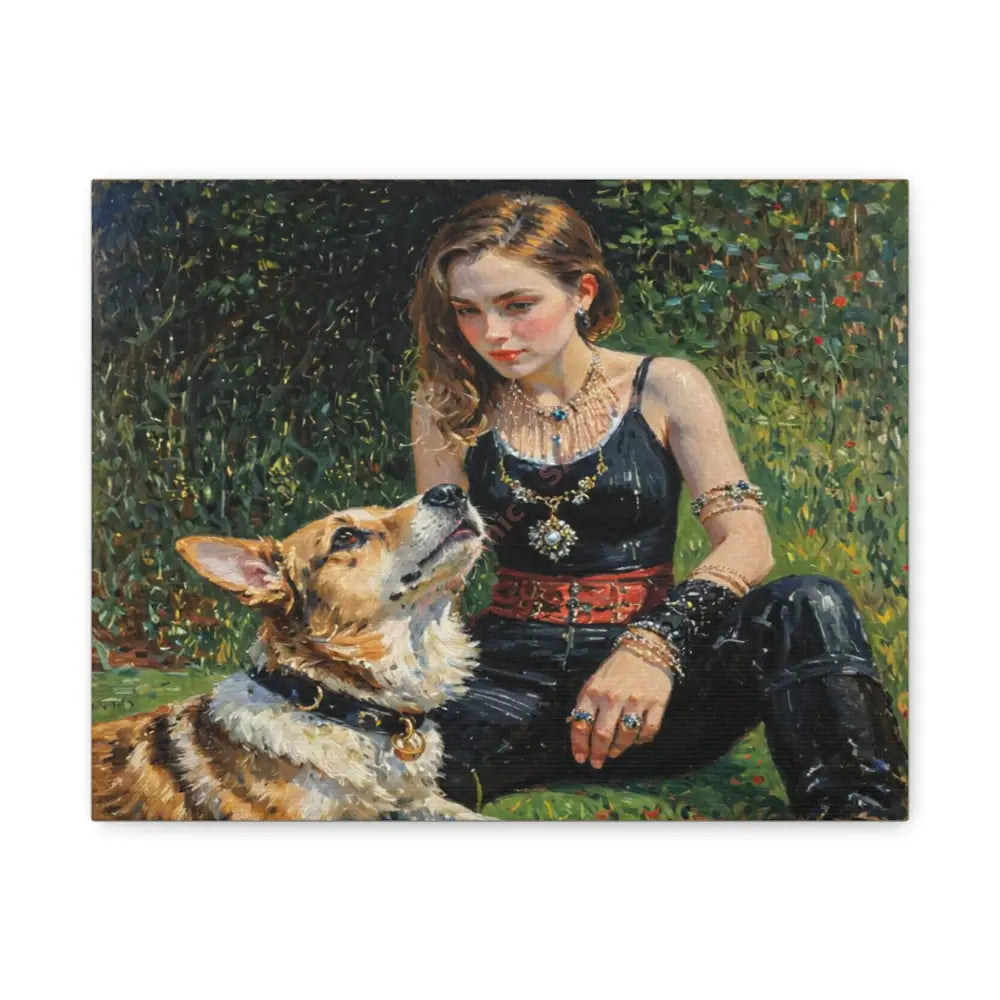 Elegance in the Garden: Companion’s Gaze Timeless RealismCanvas 14″ x 11″ (Horizontal) / 1.25’’ Canvas