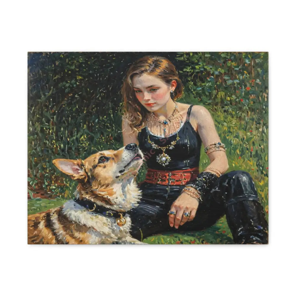Elegance in the Garden: Companion’s Gaze Timeless RealismCanvas 20″ x 16″ (Horizontal) / 1.25’’ Canvas