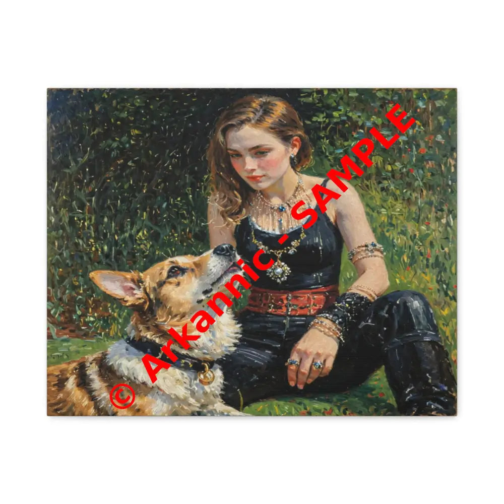 Elegance in the Garden: Companion’s Gaze Timeless RealismCanvas 20″ x 16″ (Horizontal) / 1.25’’ Canvas