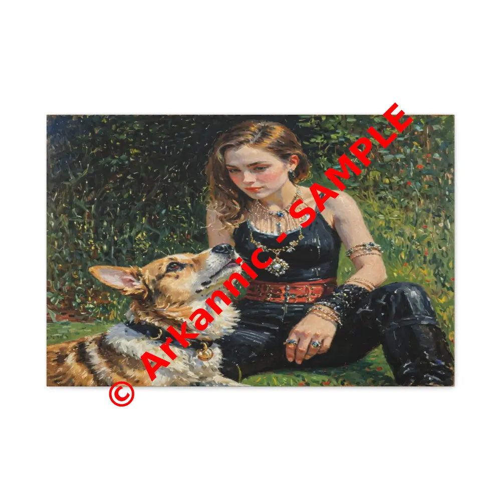 Elegance in the Garden: Companion’s Gaze Timeless RealismCanvas 30″ x 20″ (Horizontal) / 1.25’’ Canvas
