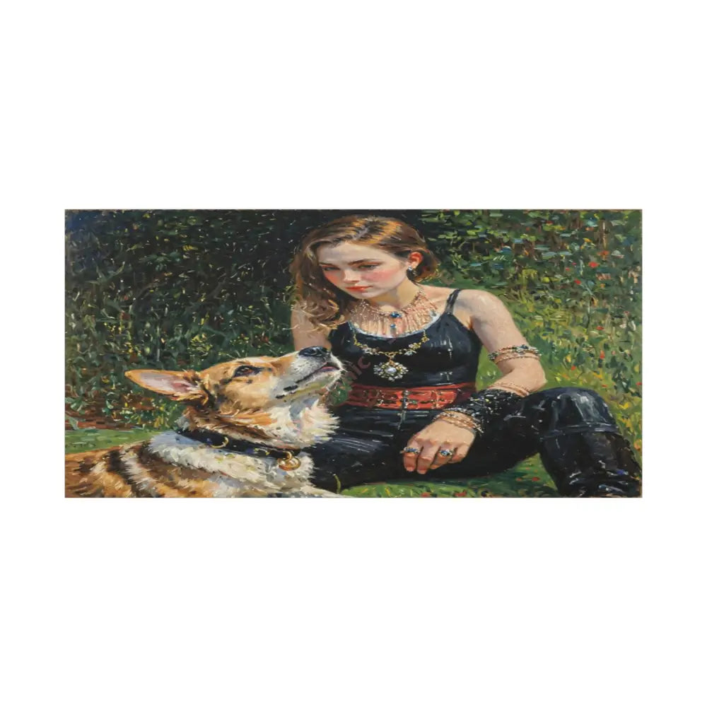 Elegance in the Garden: Companion’s Gaze Timeless RealismCanvas 48″ x 24″ (Horizontal) / 1.25’’ Canvas