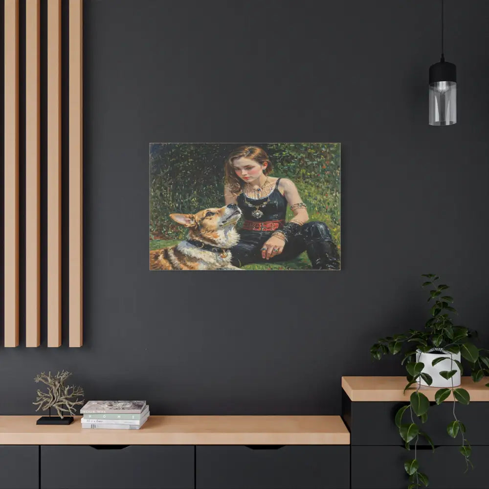 Elegance in the Garden: Companion’s Gaze Timeless RealismCanvas Canvas