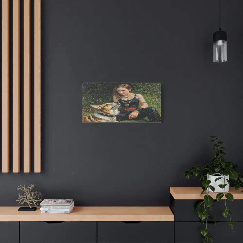 Elegance in the Garden: Companion’s Gaze Timeless RealismCanvas Canvas