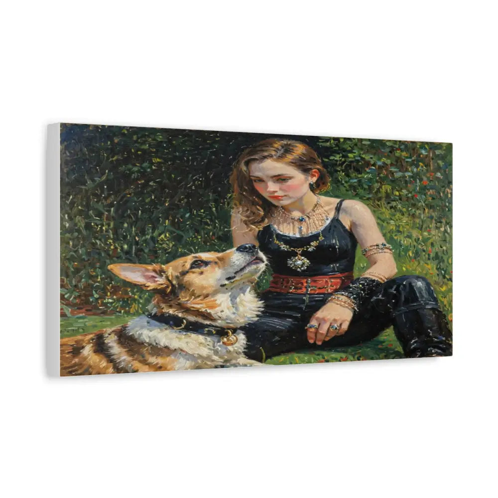Elegance in the Garden: Companion’s Gaze Timeless RealismCanvas Canvas