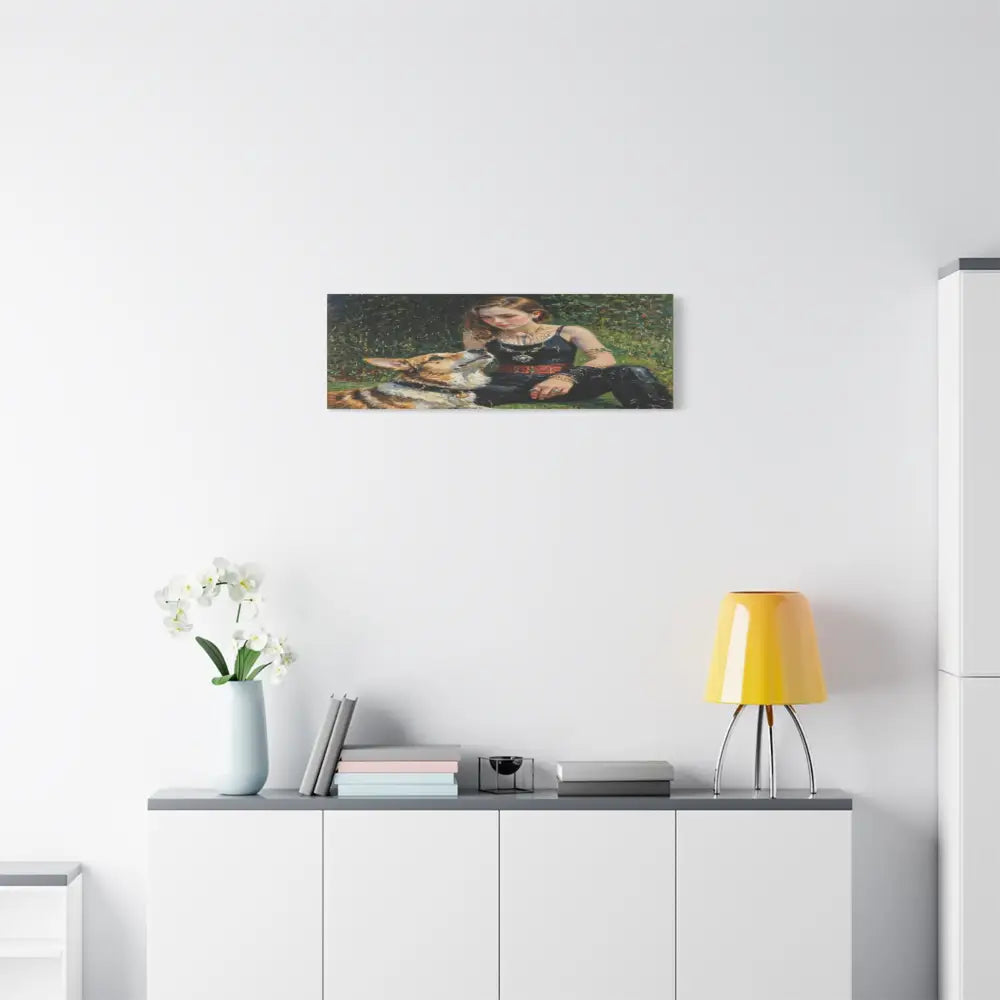 Elegance in the Garden: Companion’s Gaze Timeless RealismCanvas Canvas
