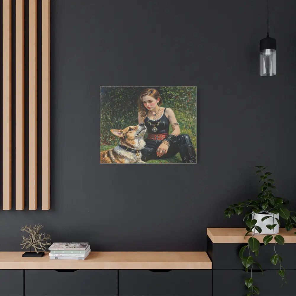 Elegance in the Garden: Companion’s Gaze Timeless RealismCanvas Canvas