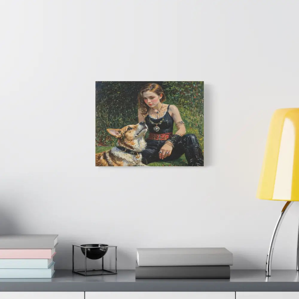 Elegance in the Garden: Companion’s Gaze Timeless RealismCanvas Canvas