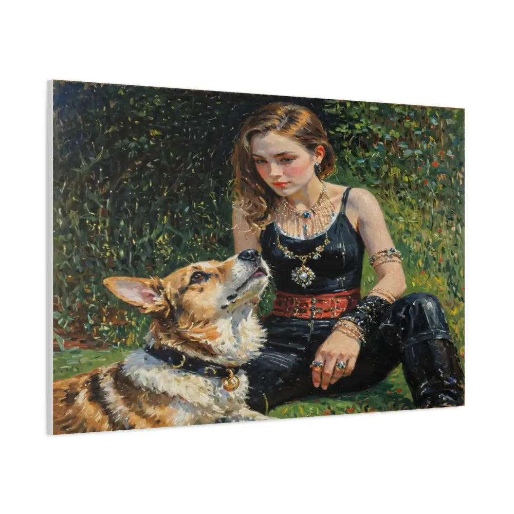 Elegance in the Garden: Companion’s Gaze Timeless RealismCanvas Canvas