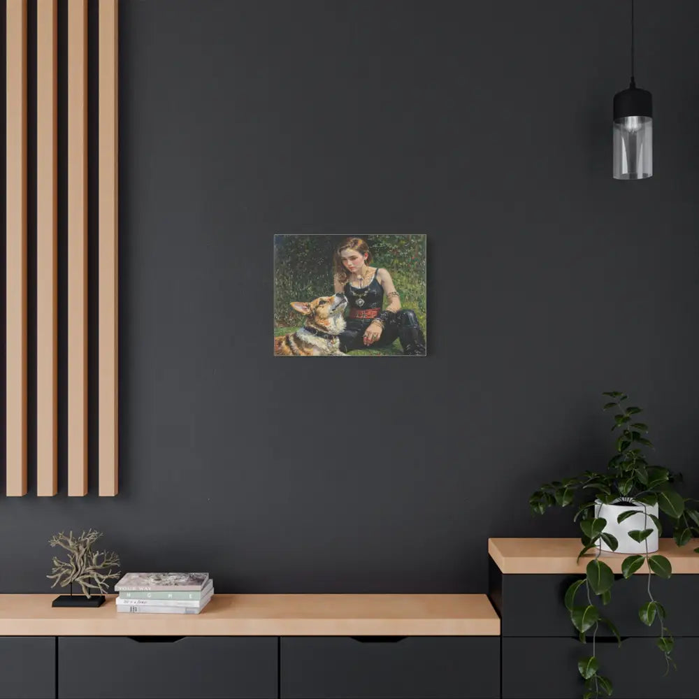 Elegance in the Garden: Companion’s Gaze Timeless RealismCanvas Canvas