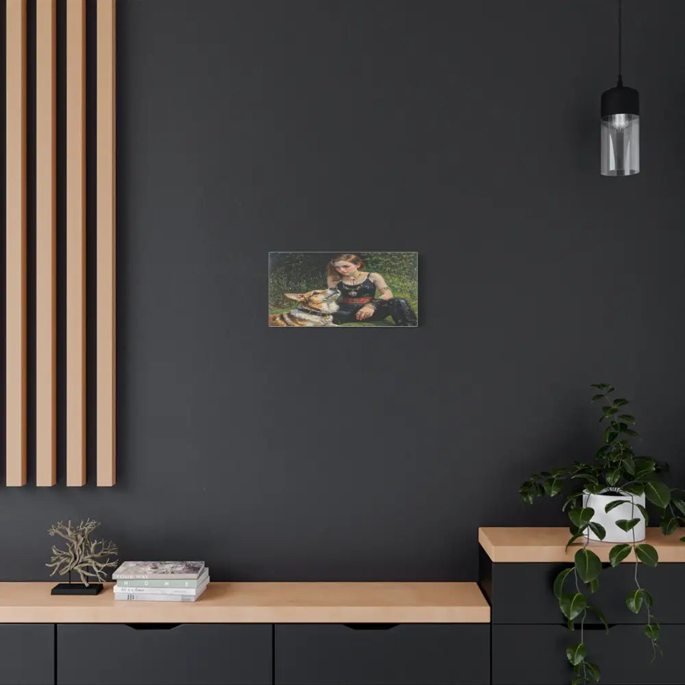 Elegance in the Garden: Companion’s Gaze Timeless RealismCanvas Canvas