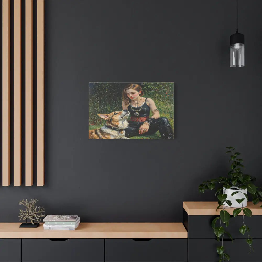 Elegance in the Garden: Companion’s Gaze Timeless RealismCanvas Canvas