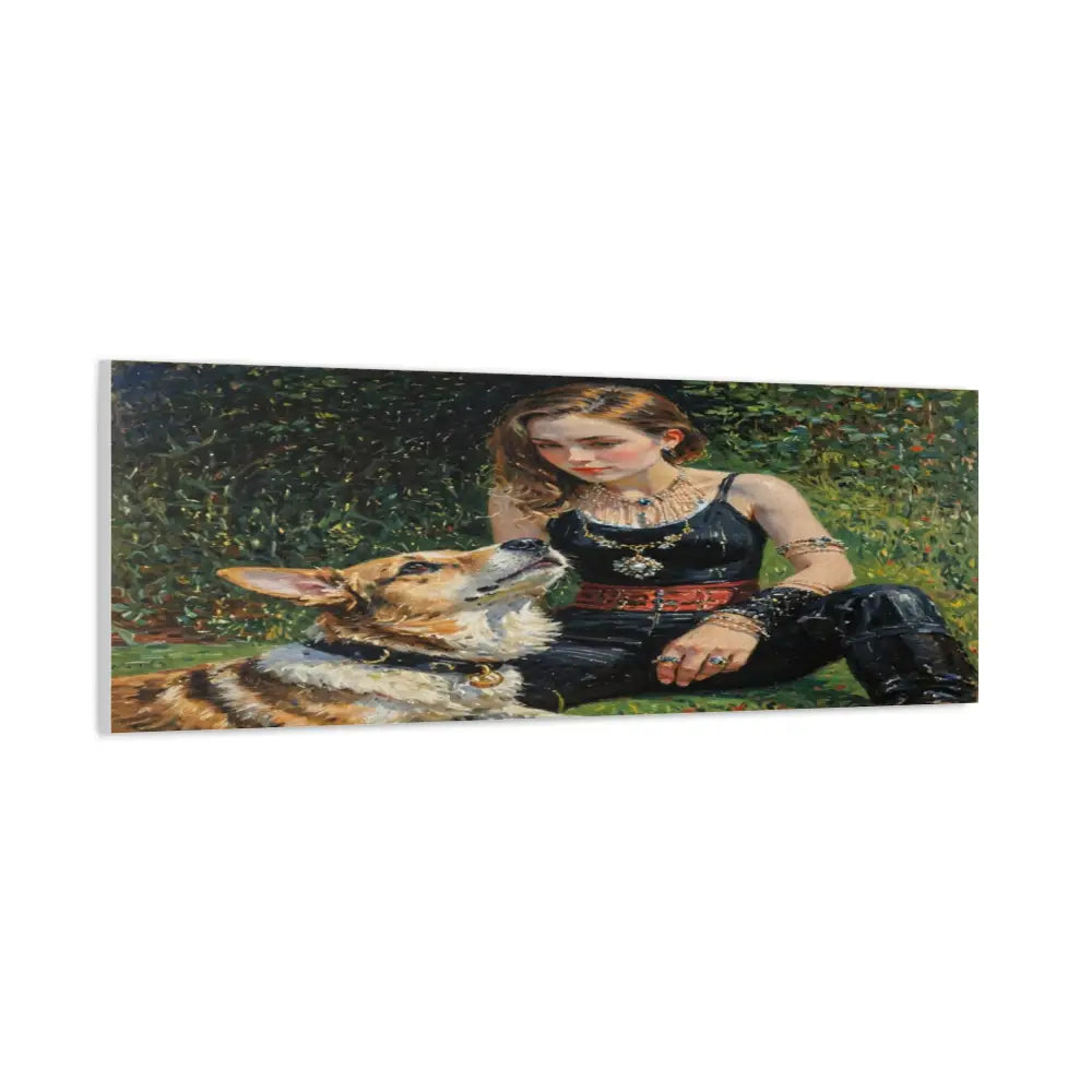 Elegance in the Garden: Companion’s Gaze Timeless RealismCanvas Canvas