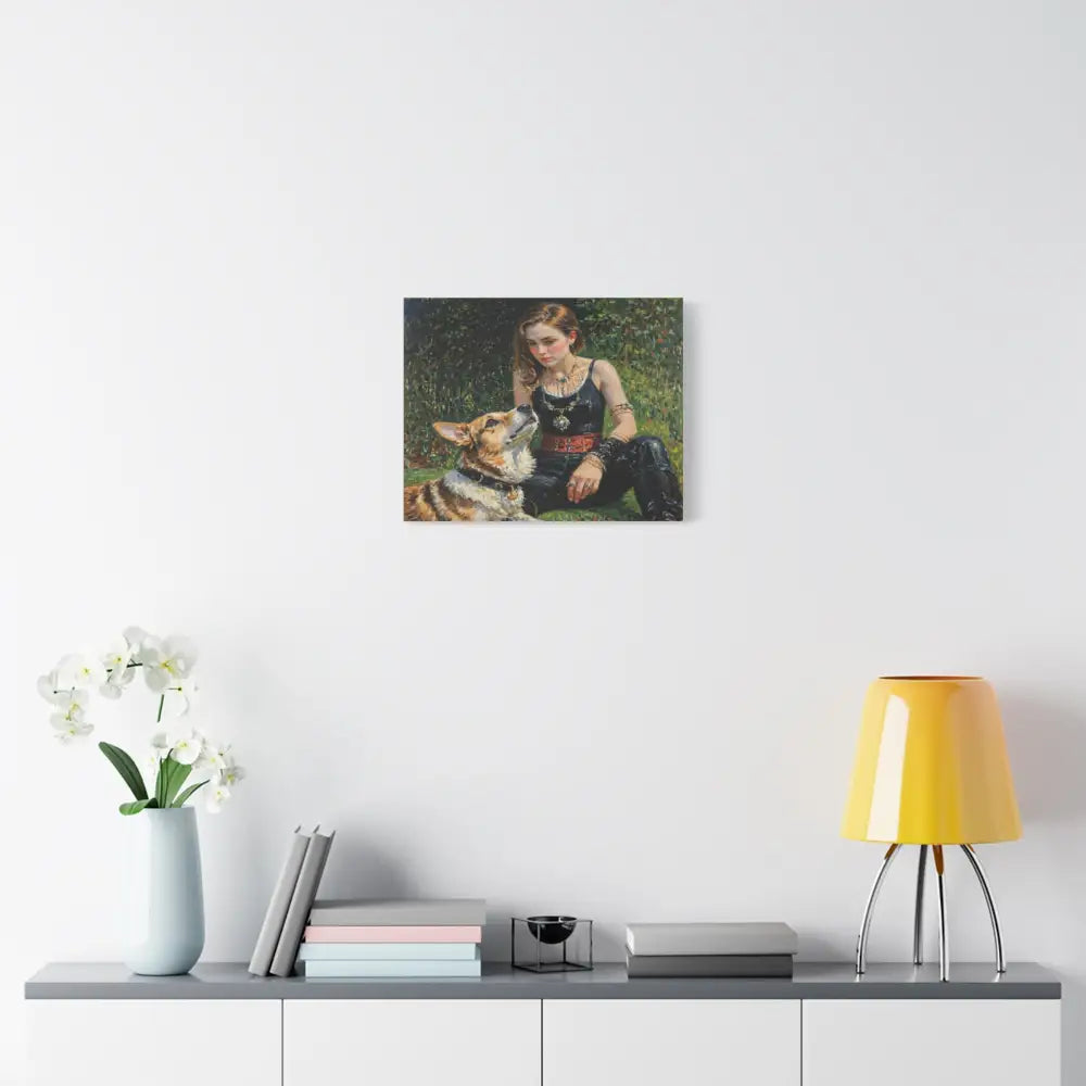 Elegance in the Garden: Companion’s Gaze Timeless RealismCanvas Canvas
