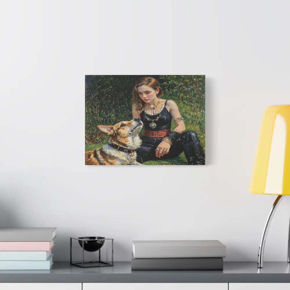 Elegance in the Garden: Companion’s Gaze Timeless RealismCanvas Canvas