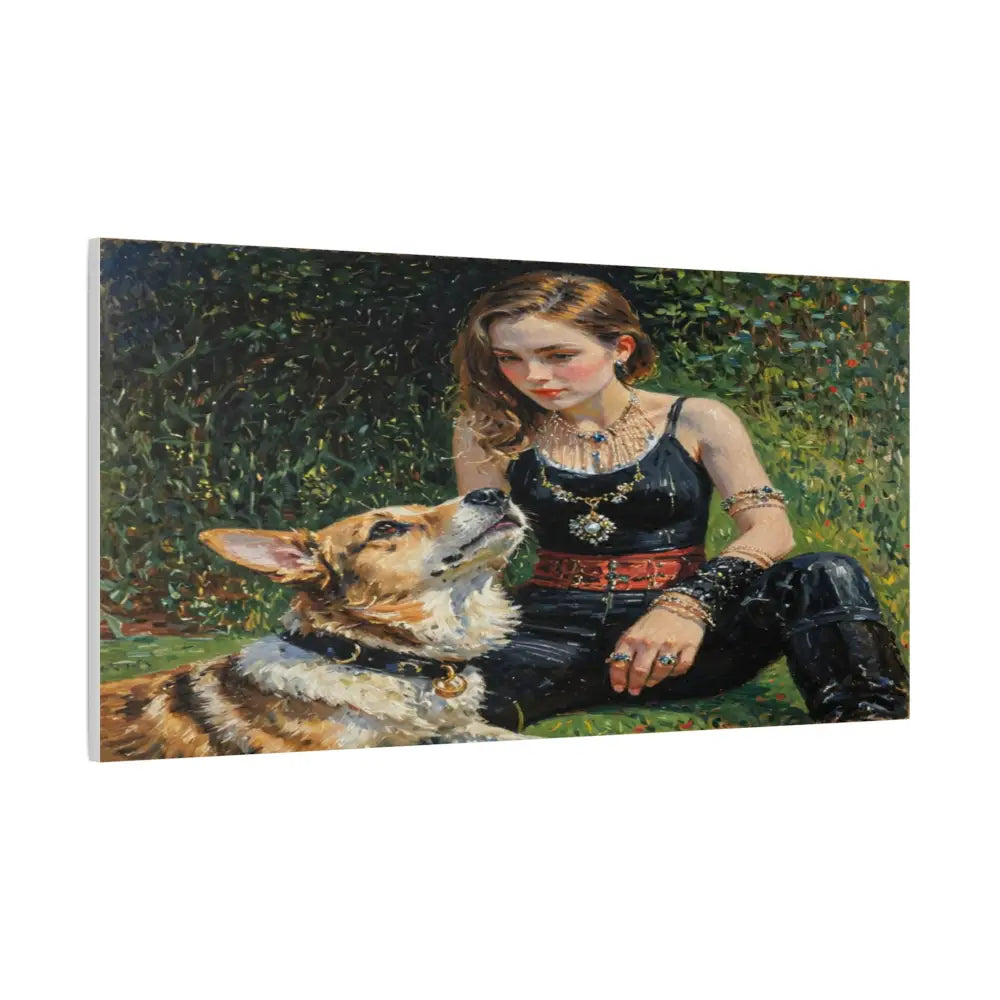 Elegance in the Garden: Companion’s Gaze Timeless RealismCanvas Canvas