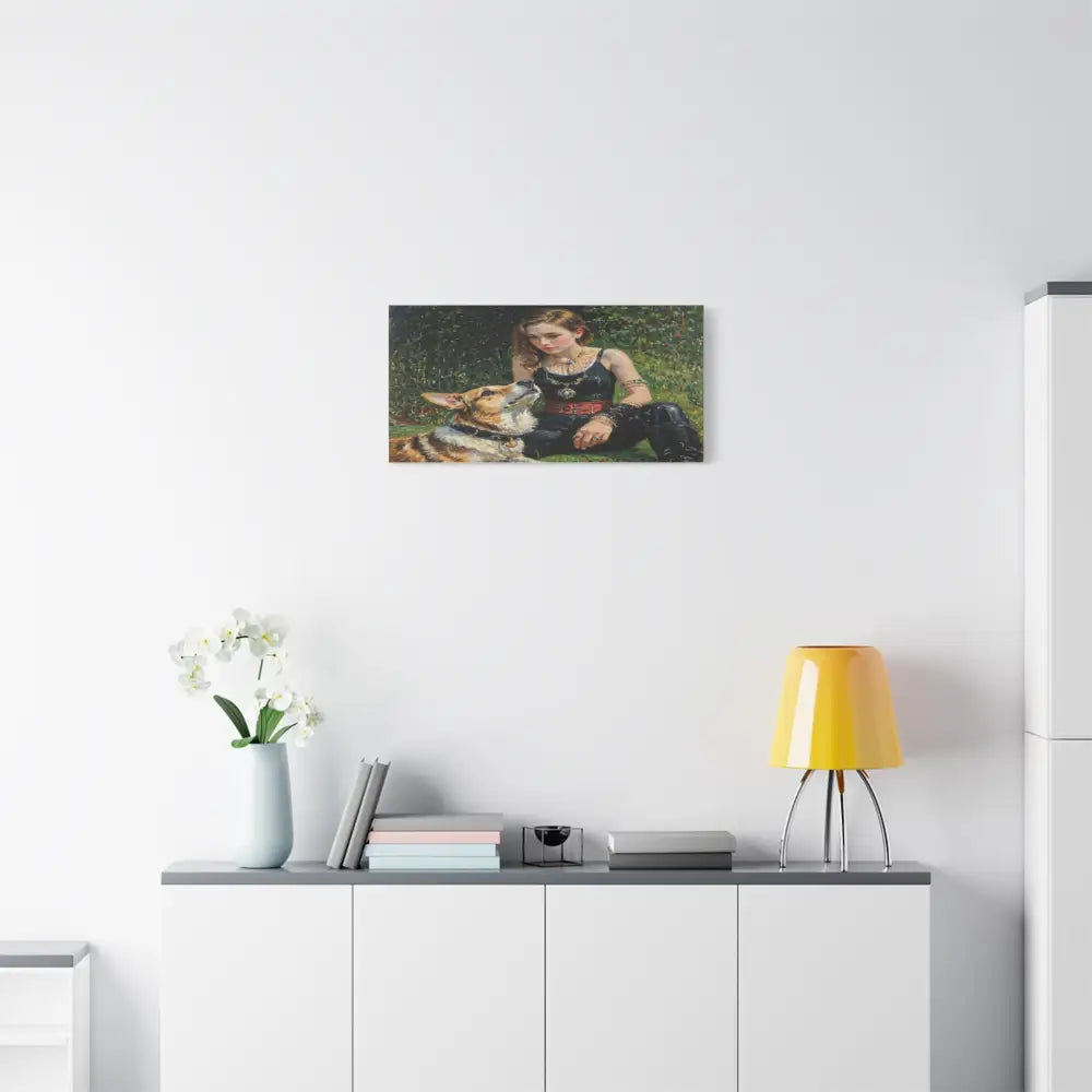 Elegance in the Garden: Companion’s Gaze Timeless RealismCanvas Canvas