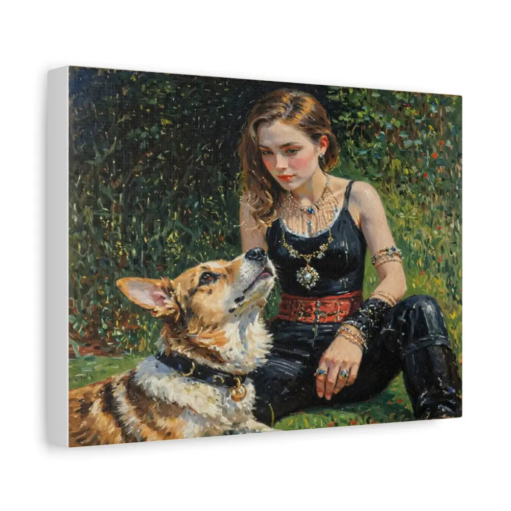 Elegance in the Garden: Companion’s Gaze Timeless RealismCanvas Canvas