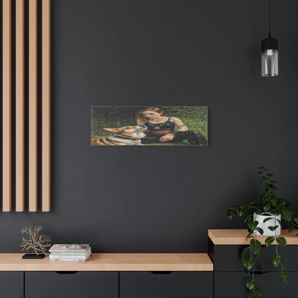 Elegance in the Garden: Companion’s Gaze Timeless RealismCanvas Canvas