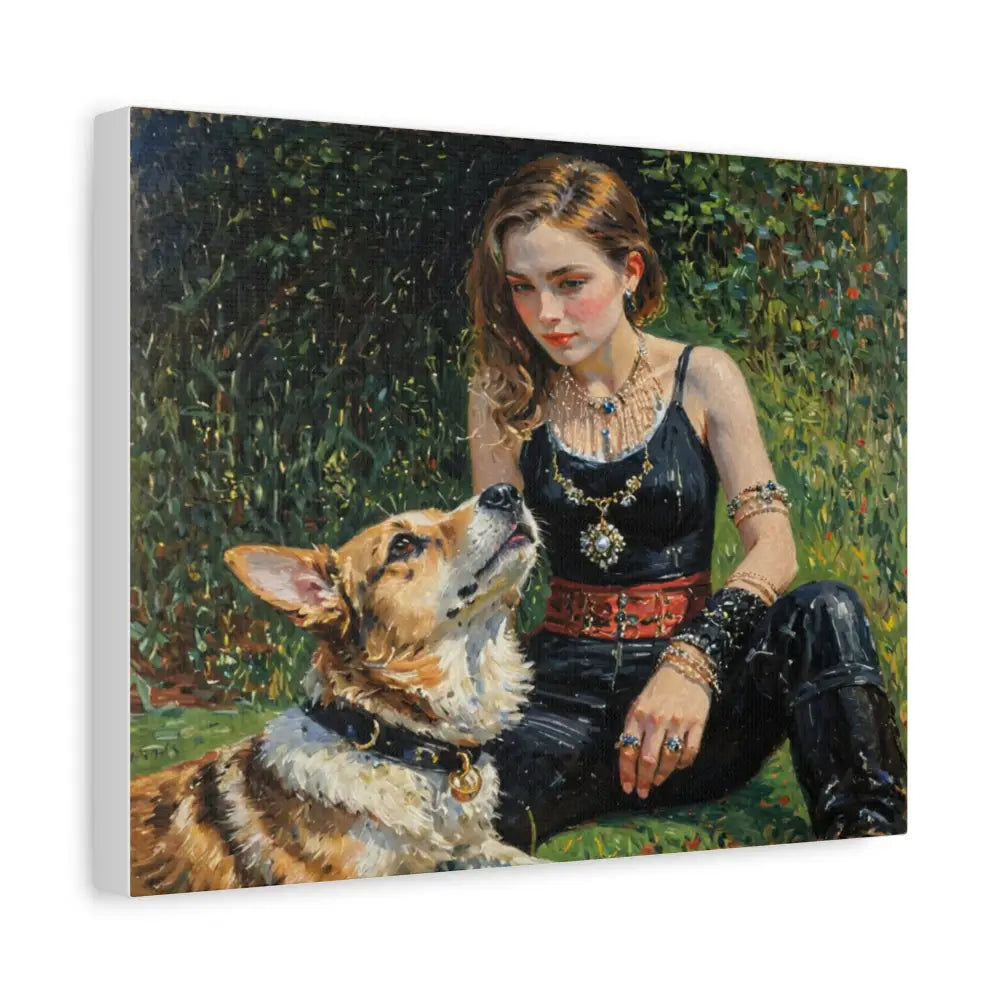 Elegance in the Garden: Companion’s Gaze Timeless RealismCanvas Canvas
