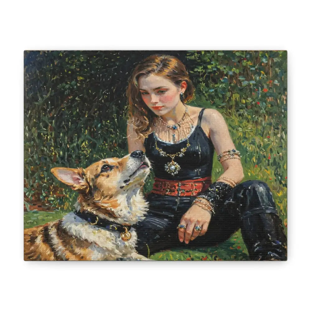 Elegance in the Garden: Companion’s Gaze Timeless RealismCanvas Canvas