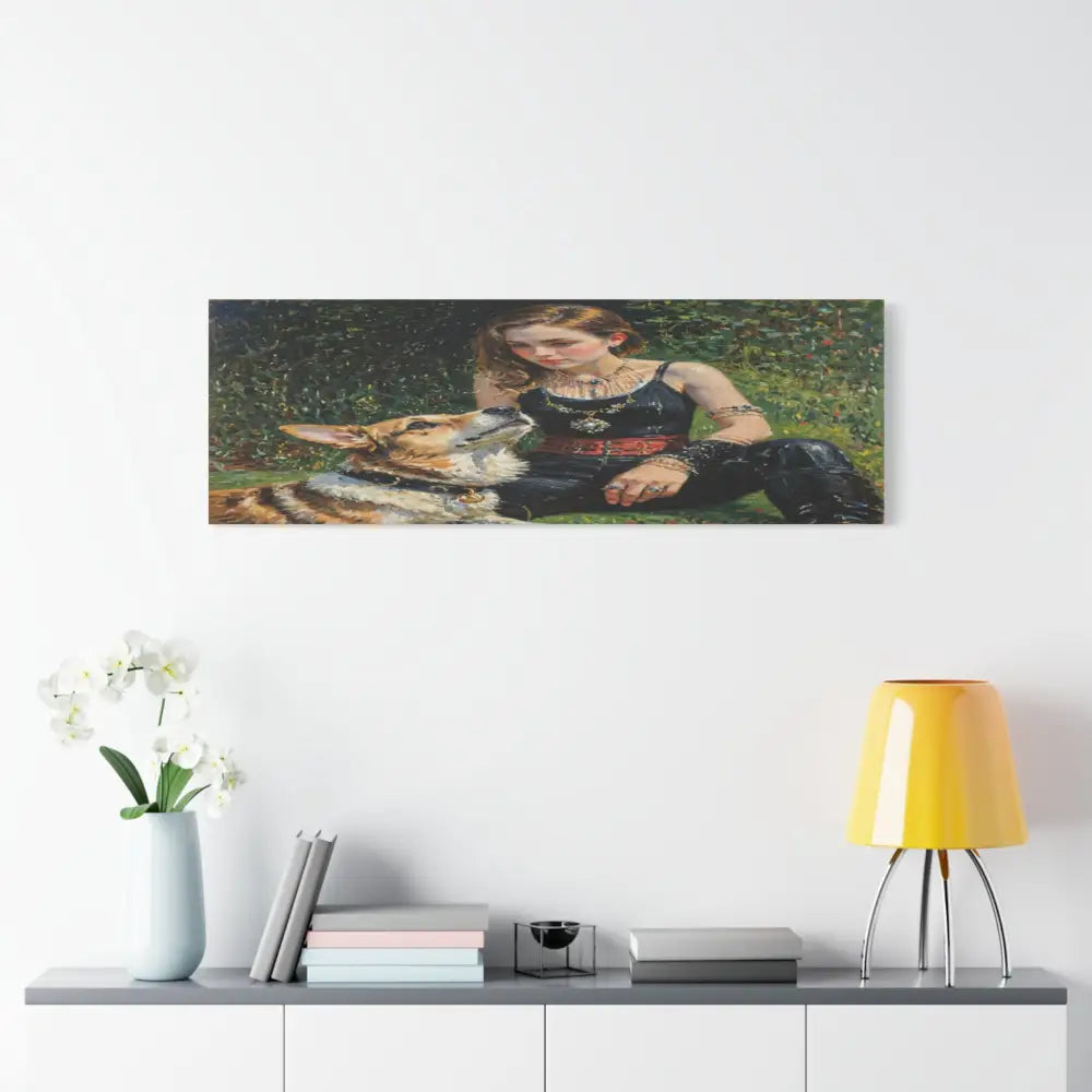 Elegance in the Garden: Companion’s Gaze Timeless RealismCanvas Canvas
