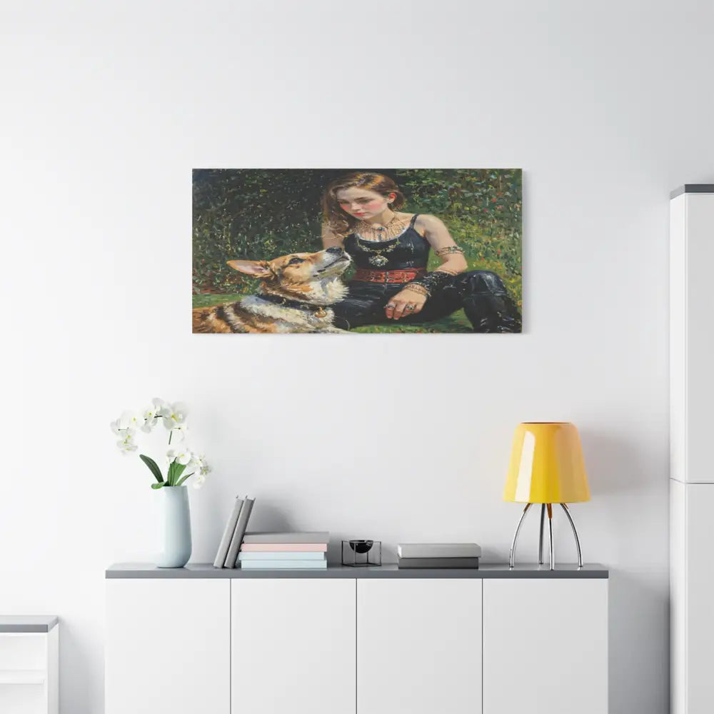 Elegance in the Garden: Companion’s Gaze Timeless RealismCanvas Canvas
