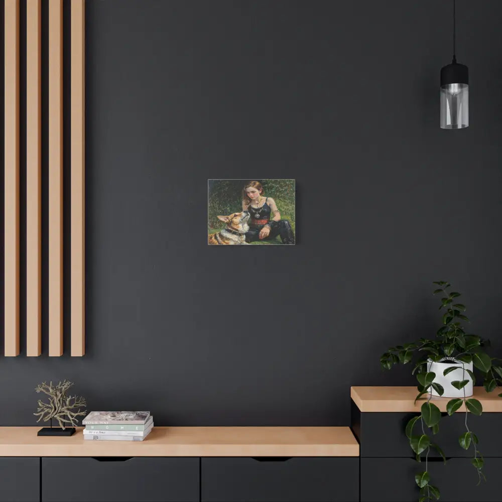 Elegance in the Garden: Companion’s Gaze Timeless RealismCanvas Canvas