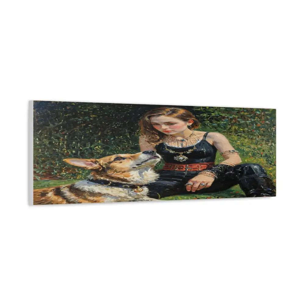 Elegance in the Garden: Companion’s Gaze Timeless RealismCanvas Canvas