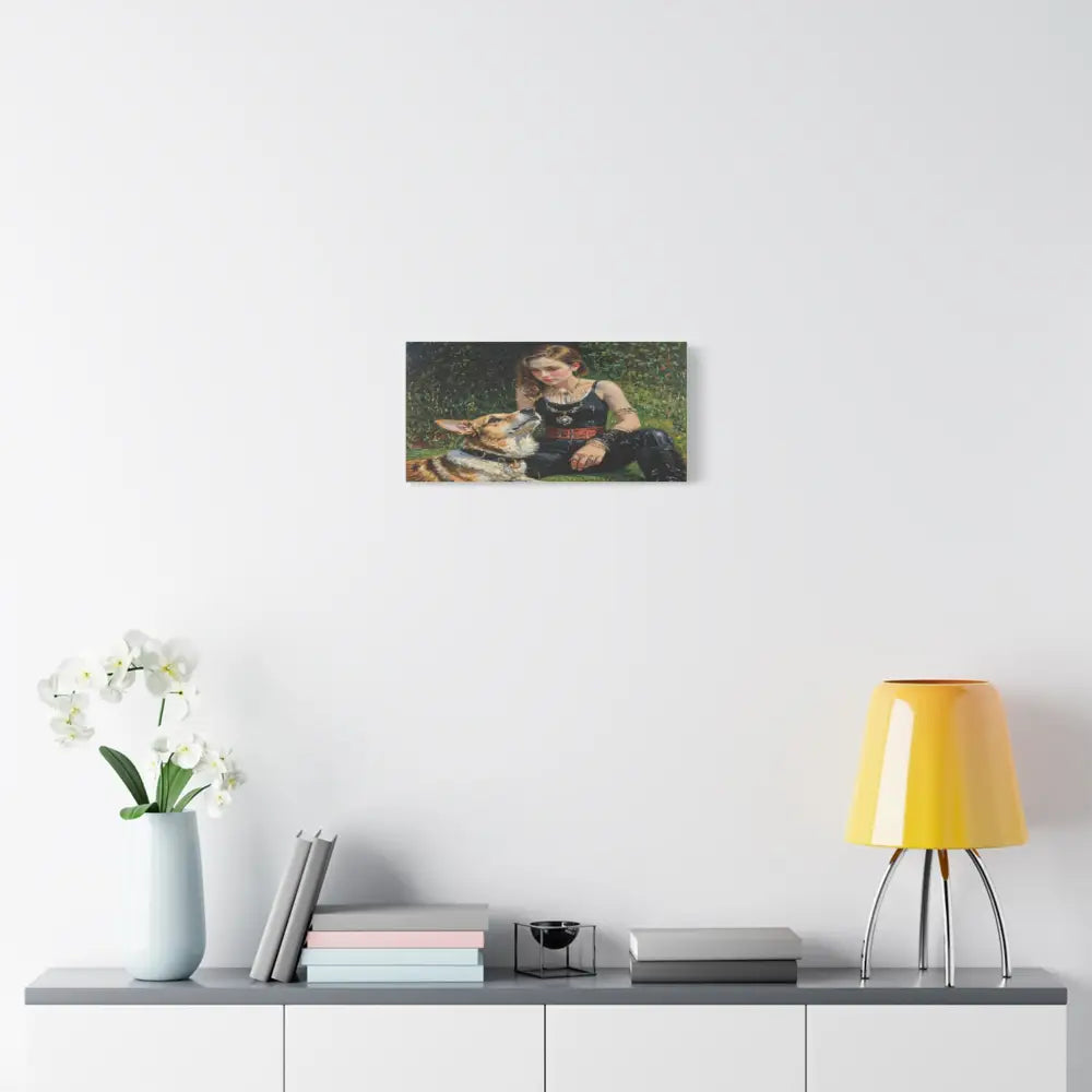Elegance in the Garden: Companion’s Gaze Timeless RealismCanvas Canvas