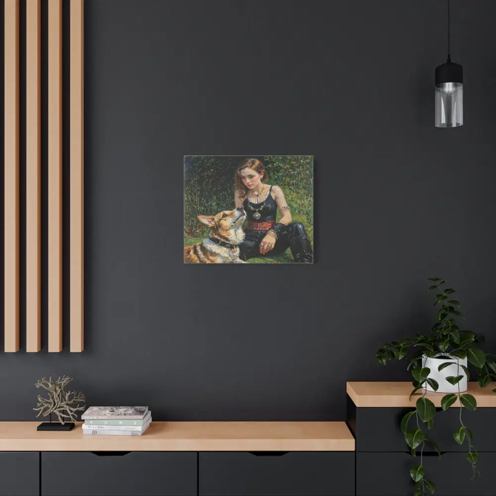 Elegance in the Garden: Companion’s Gaze Timeless RealismCanvas Canvas