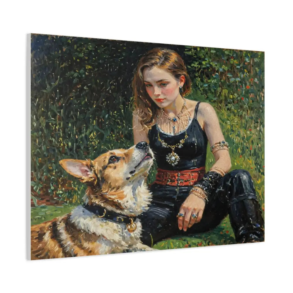 Elegance in the Garden: Companion’s Gaze Timeless RealismCanvas Canvas