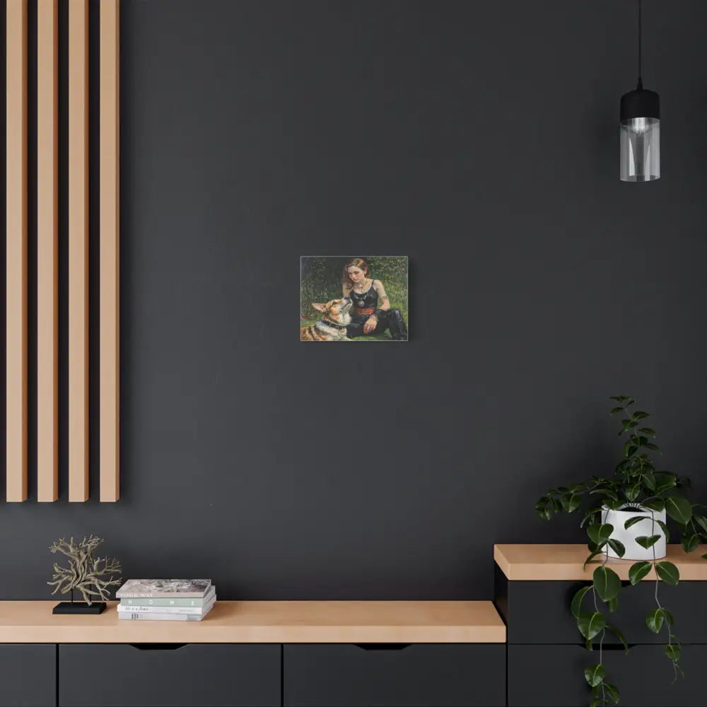 Elegance in the Garden: Companion’s Gaze Timeless RealismCanvas Canvas