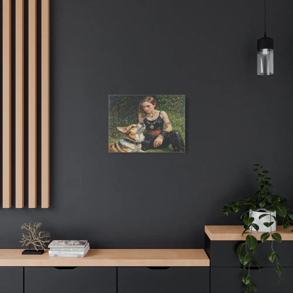 Elegance in the Garden: Companion’s Gaze Timeless RealismCanvas Canvas