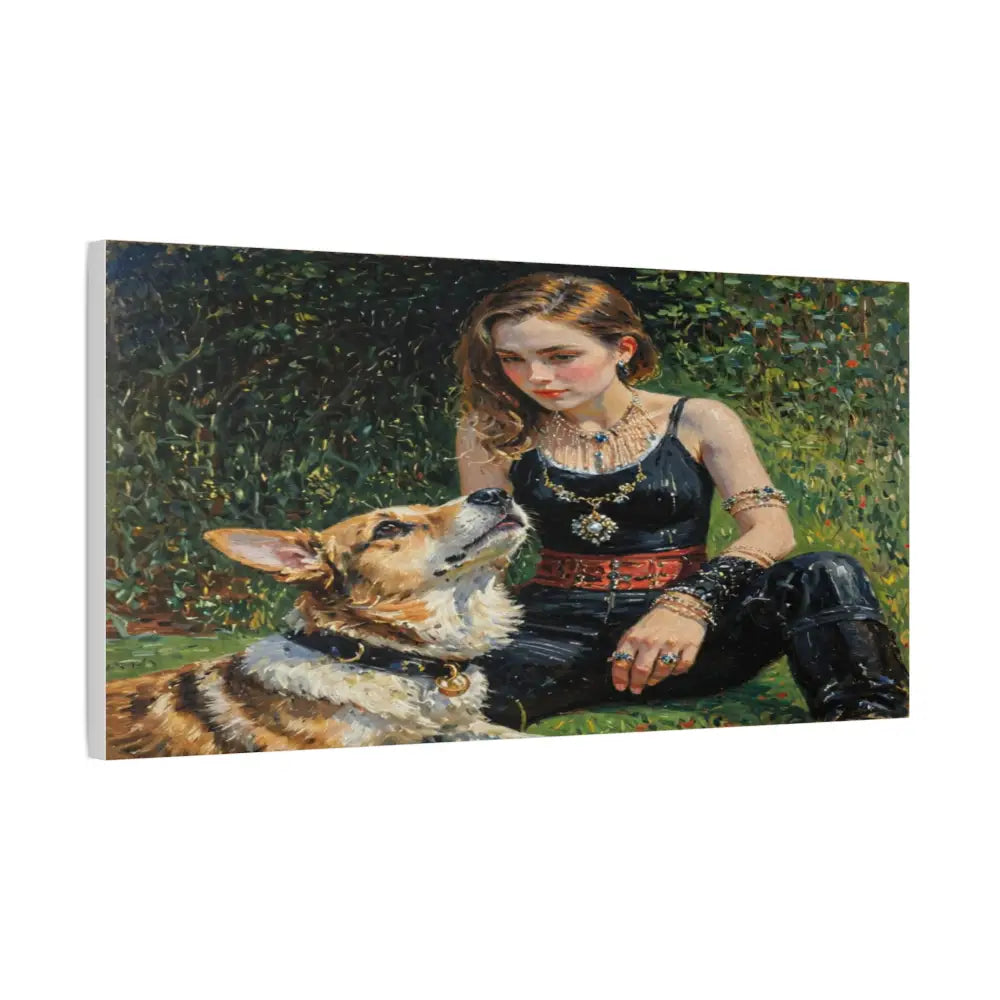 Elegance in the Garden: Companion’s Gaze Timeless RealismCanvas Canvas