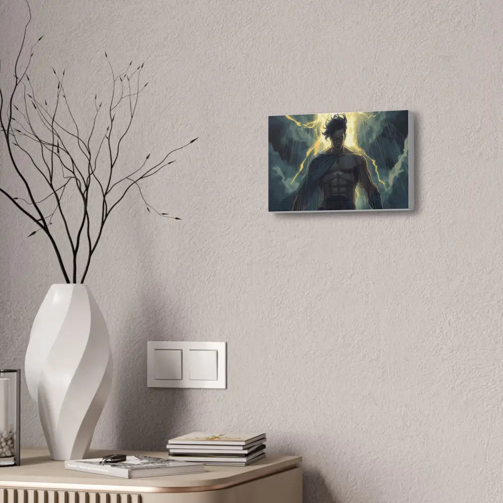 Elemental Fury: Muscular Hero in Lightning Storm Digital Graphic Novel Illustration Canvas Print Canvas