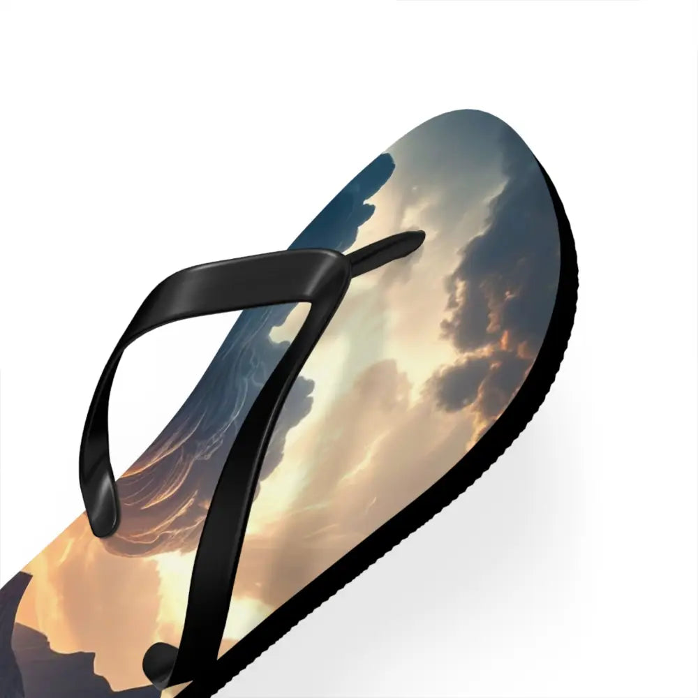 Elemental Tempest: Stormy Digital Landscape Supernatural Lightning Composition Flip Flop Shoes Shoes