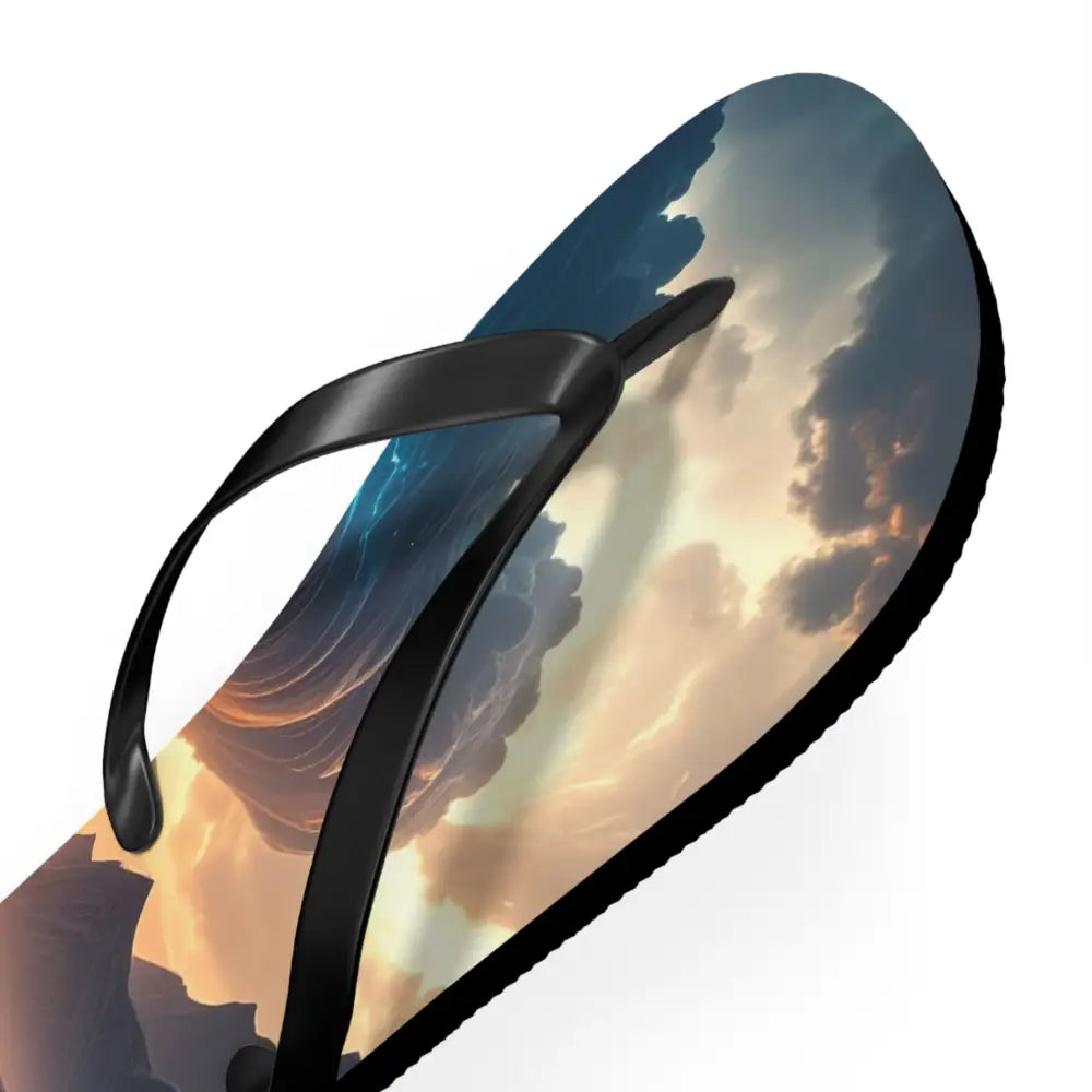 Elemental Tempest: Stormy Digital Landscape Supernatural Lightning Composition Flip Flop Shoes Shoes