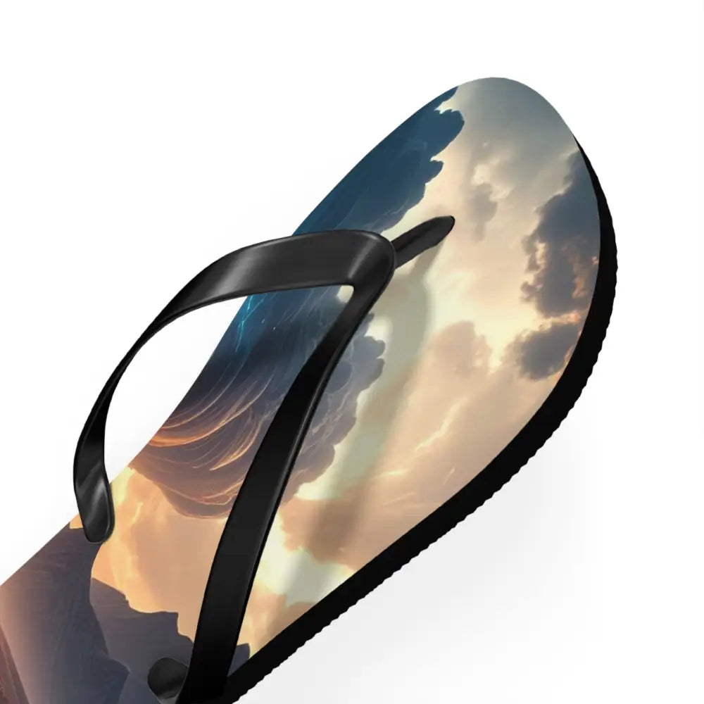 Elemental Tempest: Stormy Digital Landscape Supernatural Lightning Composition Flip Flop Shoes Shoes