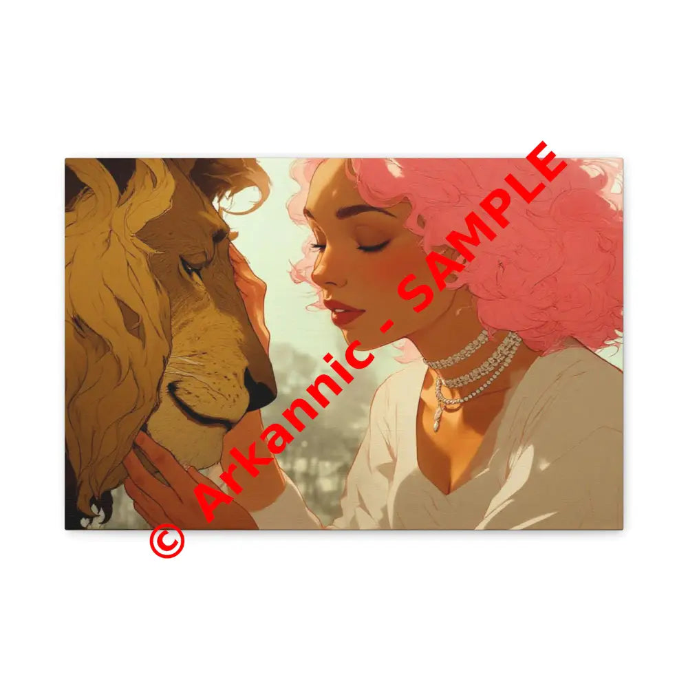 Ethereal Harmony: Whispers of the Golden Pride Digital Dreamscape IllustrationCanvas 18″ x 12″ (Horizontal) / 1.25’’