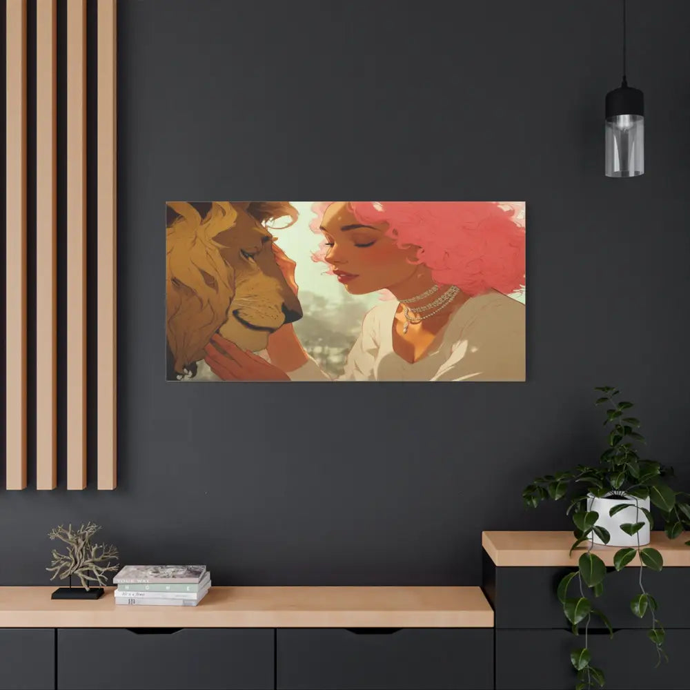 Ethereal Harmony: Whispers of the Golden Pride Digital Dreamscape IllustrationCanvas Canvas