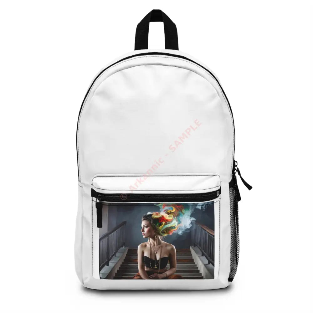 Ethereal Minds: Smoke and Imagination Surreal Fashion Portrait Backpack One size Bags