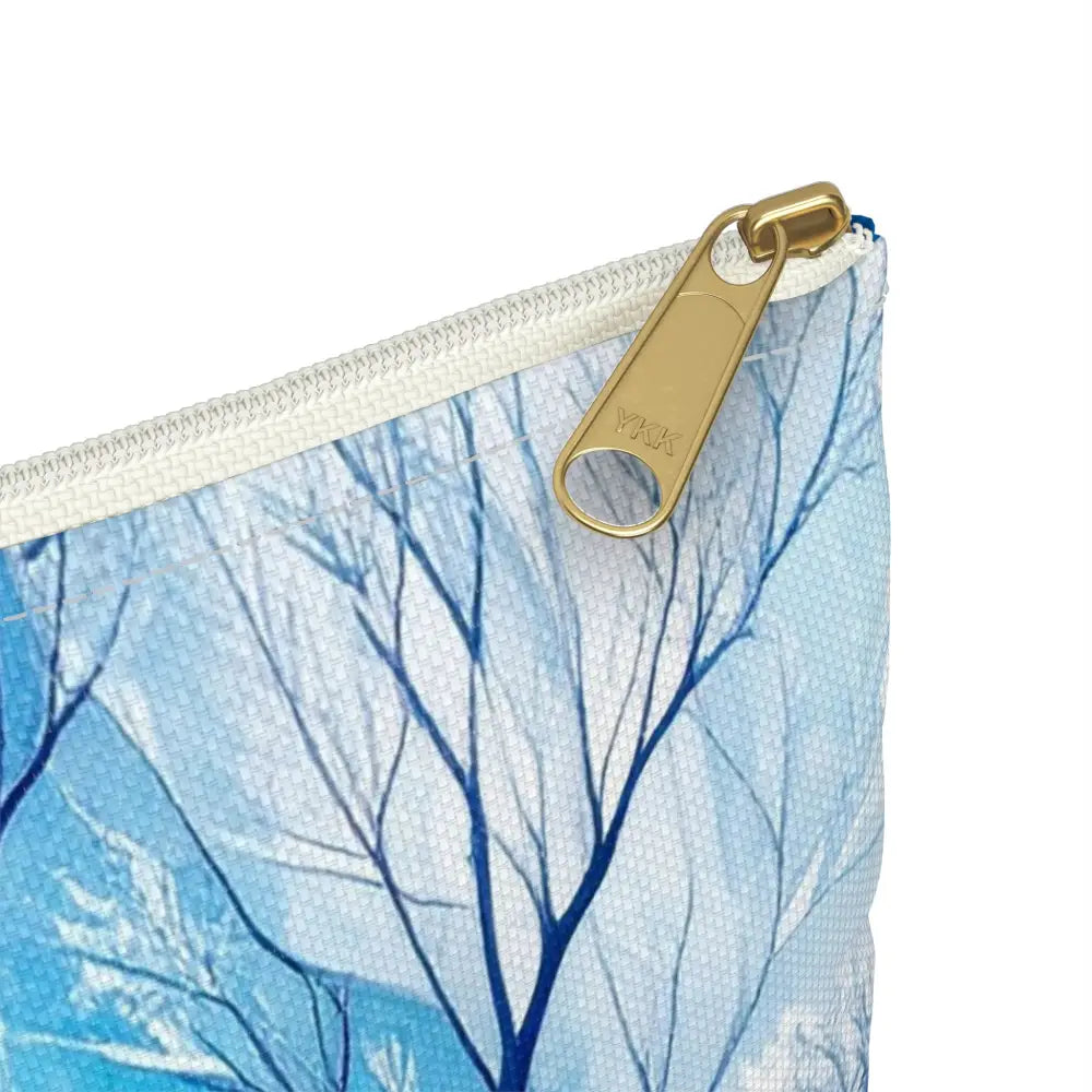 Ethereal Winter Nocturne: Fractal Blue Branches Misty Landscape Watercolor Accessory Pouch Bags