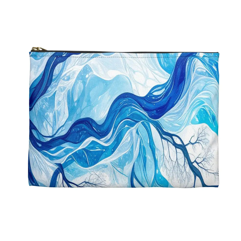 Ethereal Winter Nocturne: Fractal Blue Branches Misty Landscape Watercolor Accessory Pouch Bags