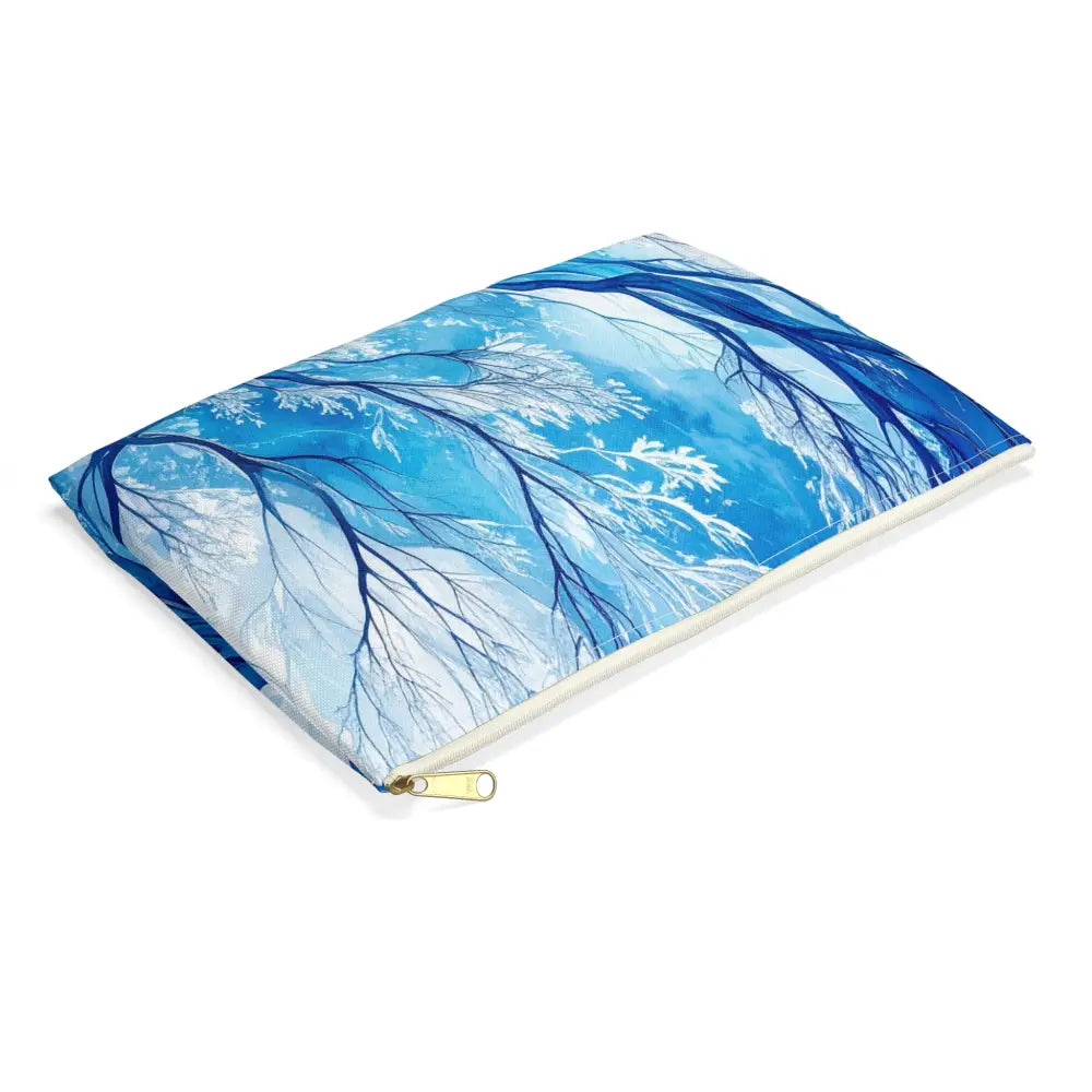 Ethereal Winter Nocturne: Fractal Blue Branches Misty Landscape Watercolor Accessory Pouch Bags