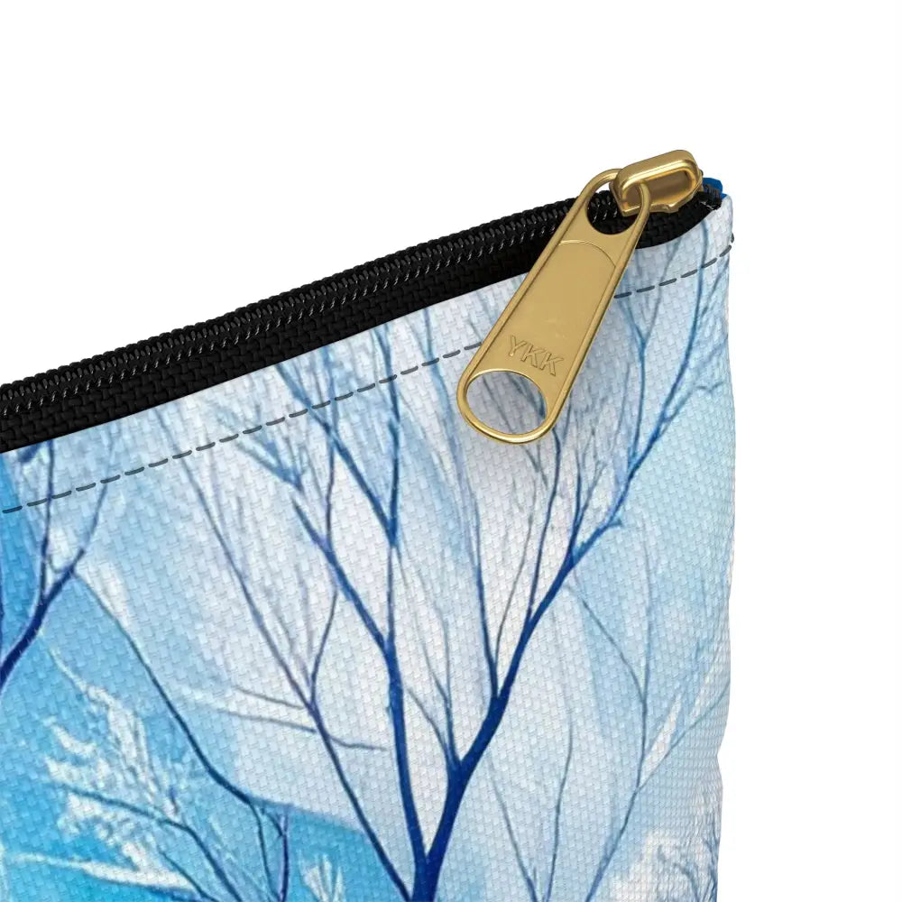 Ethereal Winter Nocturne: Fractal Blue Branches Misty Landscape Watercolor Accessory Pouch Bags