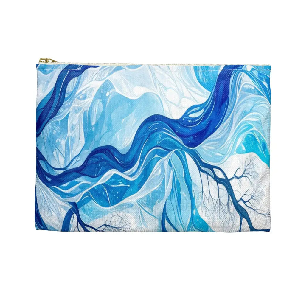 Ethereal Winter Nocturne: Fractal Blue Branches Misty Landscape Watercolor Accessory Pouch Bags