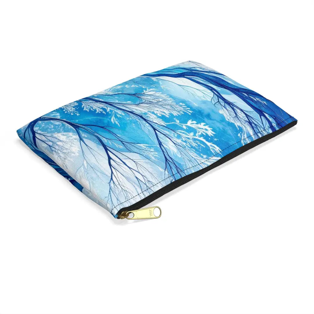 Ethereal Winter Nocturne: Fractal Blue Branches Misty Landscape Watercolor Accessory Pouch Bags
