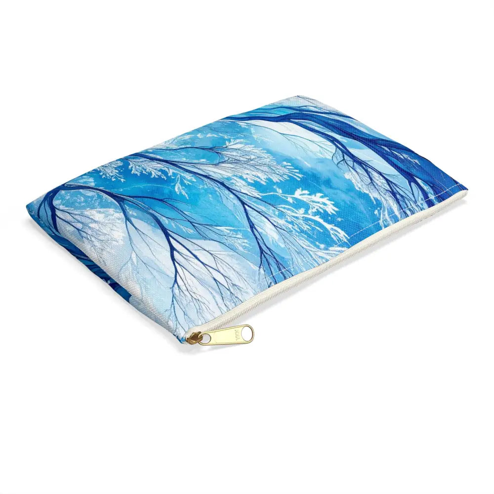 Ethereal Winter Nocturne: Fractal Blue Branches Misty Landscape Watercolor Accessory Pouch Bags